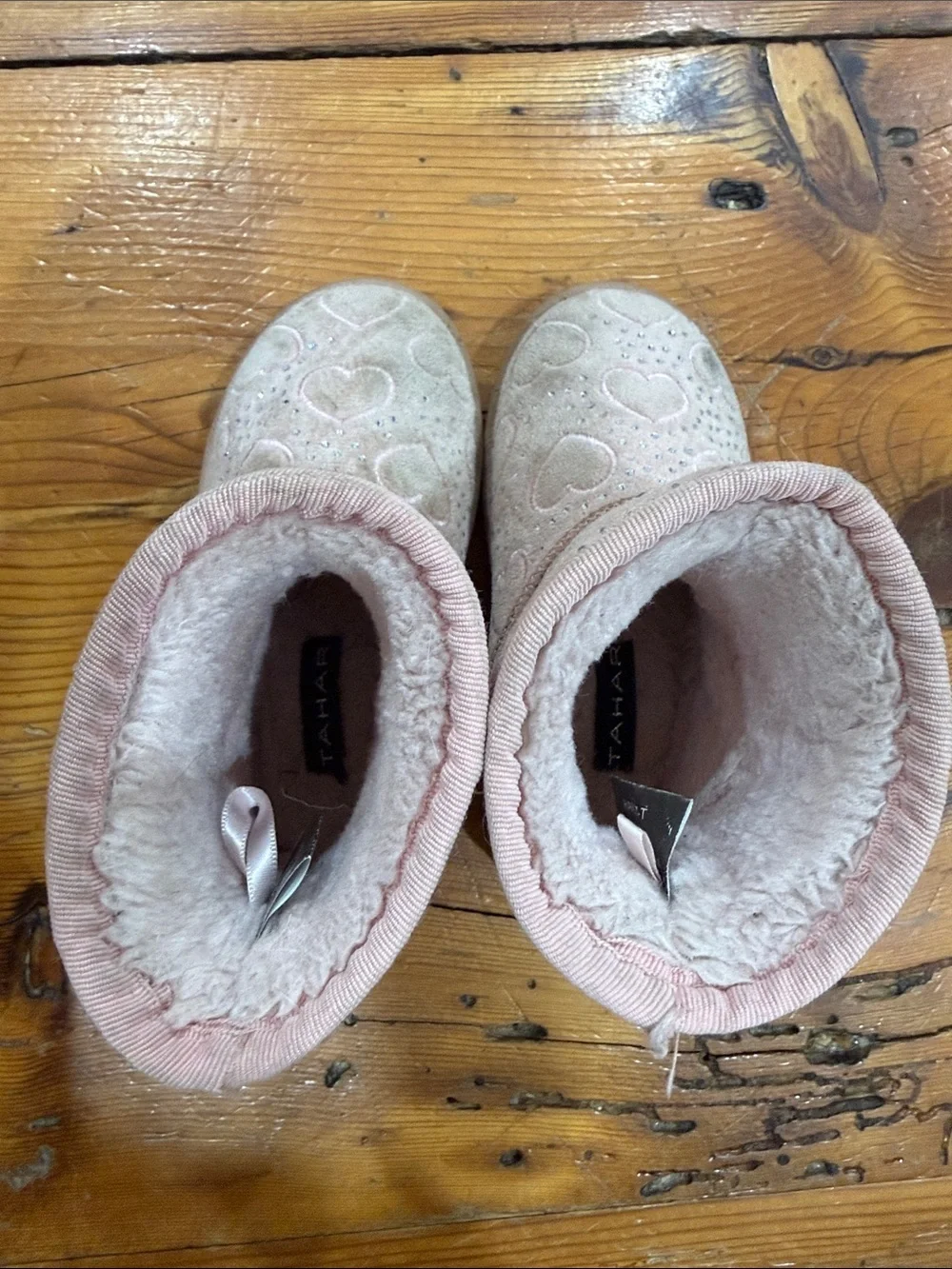 Tahari Pink Suede-Look Heart Embellished Girls' Winter Boots Toddler Size 9